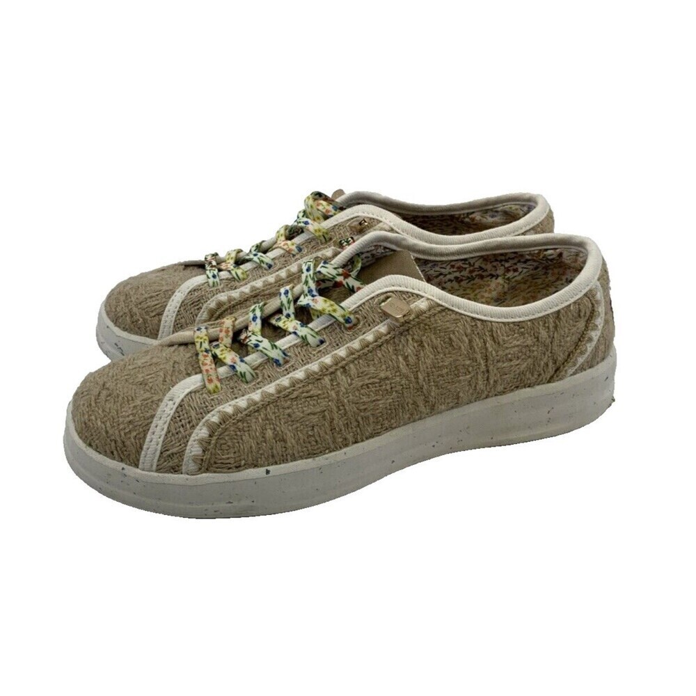 Hey Dude Karina Nut Slip On Casual Sneaker Tan Sweater Knit No Tie Womens Size 7
